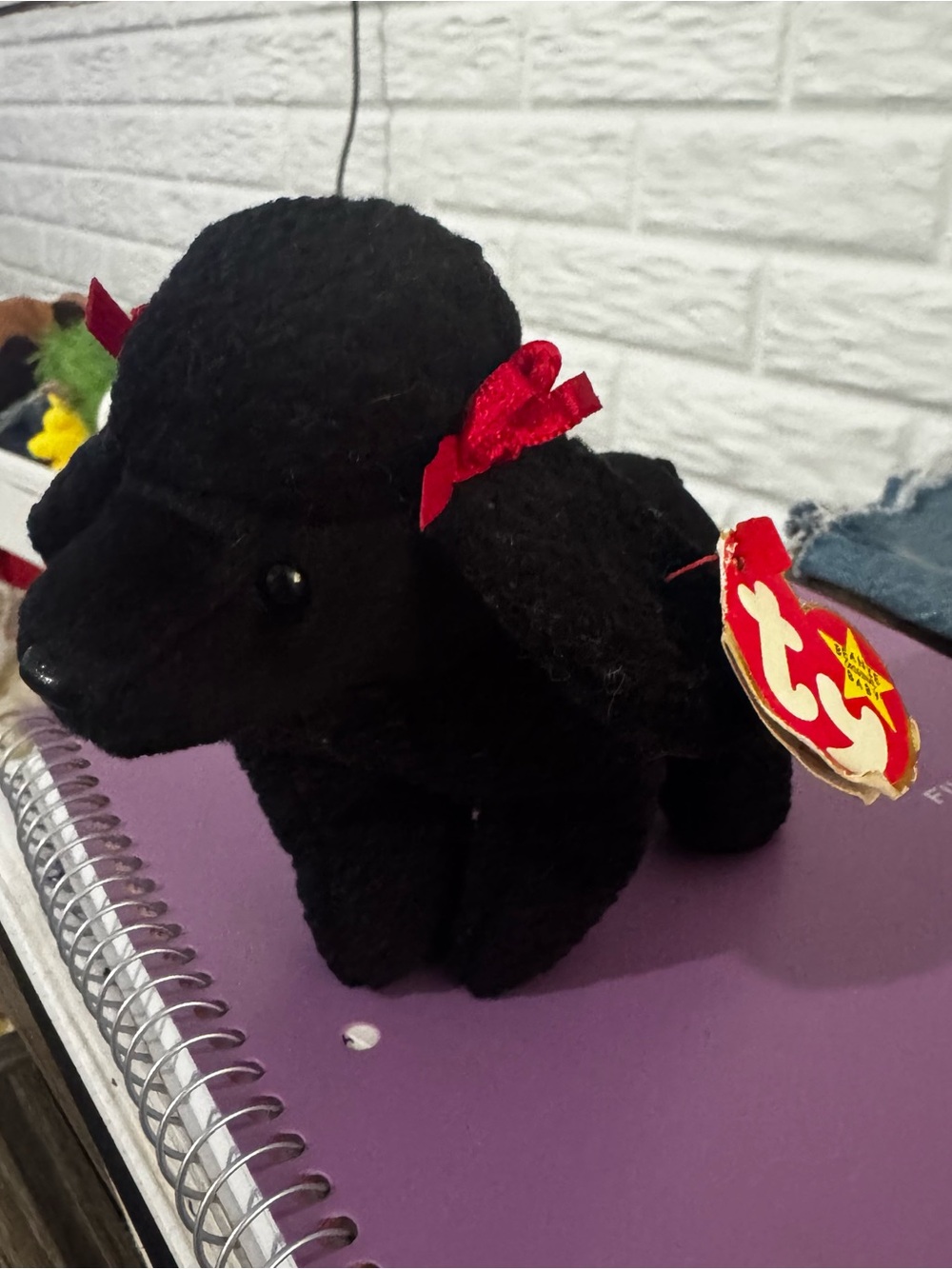 Vintage 1998 TY Beanie Babies Gigi Black Poodle Dog Stuffed Animal Toy 6.5”